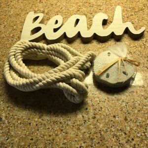 White Wash Beach Sign Nautical Rope & Sand dollars 😎